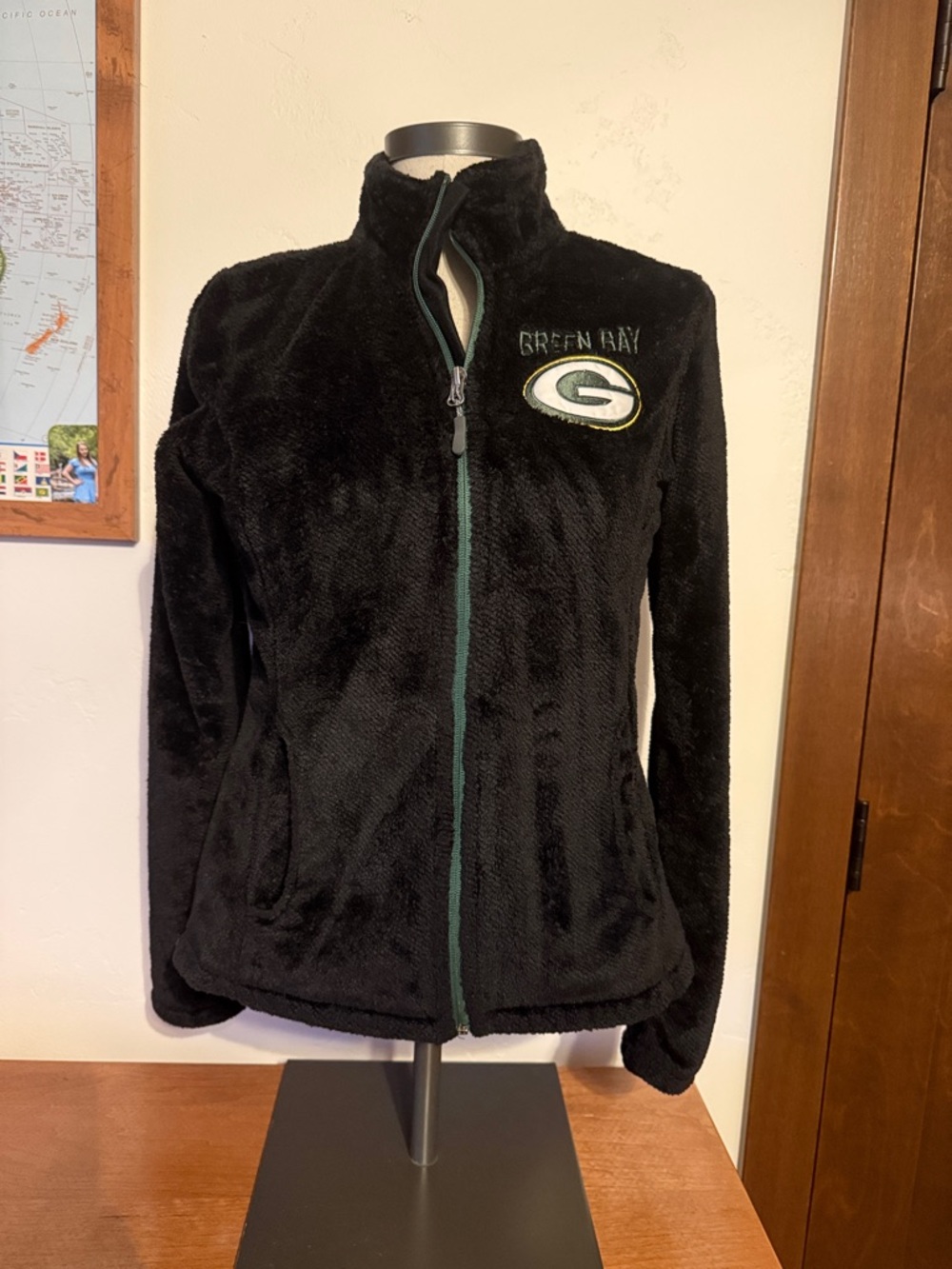 Green Bay Women's Black Teddy Jacket with Team Patch